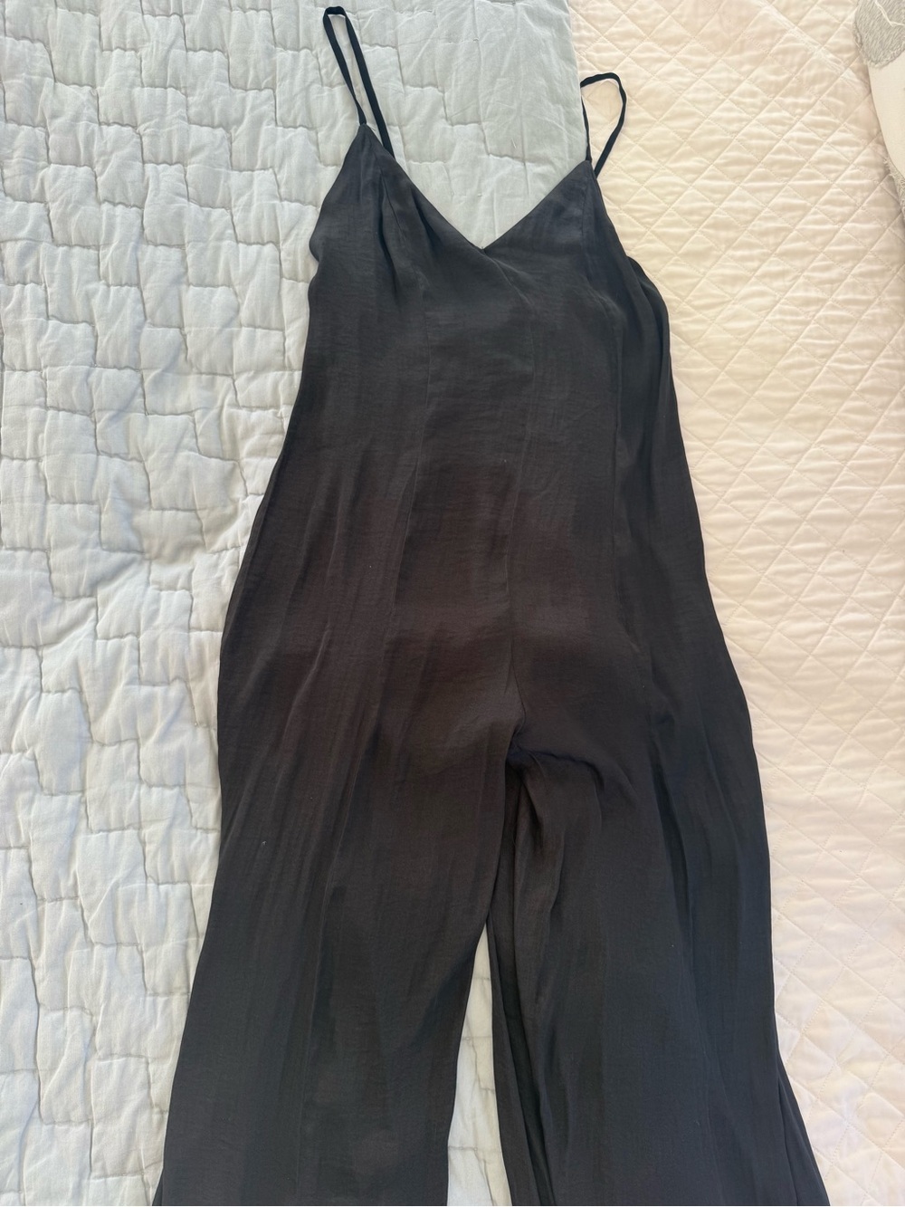 silence + noise Black Wide Leg Jumpsuit with Spaghetti Straps